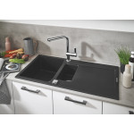 Мойка GROHE K500 с 1,5 чашей, 1000 x 500 мм, черный гранит 
