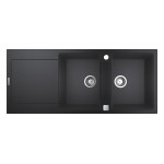 Мойка GROHE K500 с 2 чашами, 1160 x 500 мм, черный гранит 