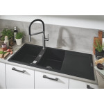 Мойка GROHE K500 с 2 чашами, 1160 x 500 мм, черный гранит 