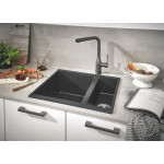 Мойка GROHE K500 с 1,5 чашей, 555 x 460 мм, черный гранит 