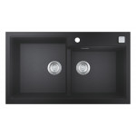 Мойка GROHE K500 с 2 чашами, 860 x 500 мм, черный гранит 
