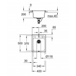 Мойка GROHE K700 с одной чашей, 400 x 500 мм, черный гранит 