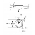 Мойка GROHE K200 с одной чашей, диаметр 510 мм, серый гранит 
