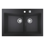 Мойка GROHE K700 с 2 чашами, 838 x 559 мм,черный гранит 