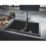 Мойка GROHE K700 с 2 чашами, 838 x 559 мм,черный гранит 
