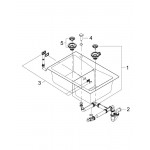 Мойка GROHE K700 с 2 чашами, 838 x 559 мм, серый гранит 