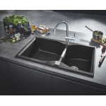 Мойка GROHE K700 с 2 чашами, 900 x 500 мм, черный гранит 