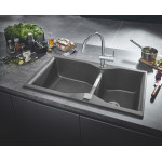 Мойка GROHE K700 с 2 чашами, 900 x 500 мм, серый гранит 