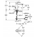 Смеситель для раковины GROHE Lineare с донным клапаном, S-Size, темный графит матовый 