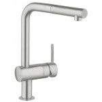 Смеситель для кухонной мойки GROHE Minta с вытяжным L-изливом, суперсталь 