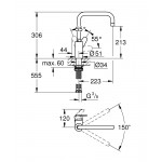 Смеситель для кухонной мойки GROHE Eurodisc Cosmopolitan, высокий излив, хром 