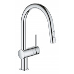 Смеситель для кухонной мойки GROHE Minta с вытяжным душем, C-образный излив, хром 
