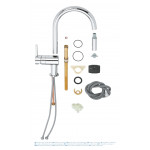 Смеситель для кухонной мойки GROHE Minta с вытяжным душем, C-образный излив, хром 