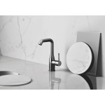 Смеситель для раковины GROHE Essence с донным клапаном, L-Size, темный графит глянец 