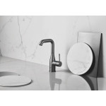 Смеситель для раковины GROHE Essence с донным клапаном, L-Size, темный графит матовый 