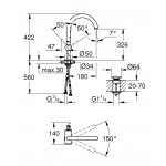 Смеситель для раковины GROHE Atrio, XL-Size, темный графит матовый 