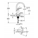 Смеситель для кухонной мойки GROHE Eurosmart, хром 