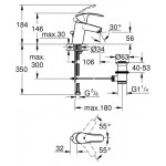 Смеситель для раковины GROHE Eurosmart, S-size, хром 