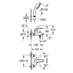 Смеситель для ванны GROHE Eurosmart с душевым гарнитуром, хром 