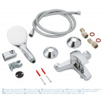 Смеситель для ванны GROHE Eurosmart с душевым гарнитуром, хром 