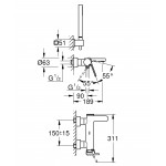 Смеситель для ванны GROHE Plus с душевым гарнитуром, хром 