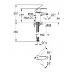 Смеситель для раковины GROHE Eurostyle Cosmopolitan с цепочкой и ограничением расхода воды, хром 