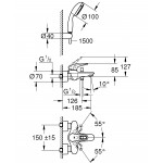 Смеситель для ванны GROHE Eurostyle с душевым гарнитуром, хром 