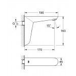 Кран для раковины GROHE Euroeco Cosmopolitan E инфракрасный настенный, без функции смешивания, питание от батареи 6V, хром 