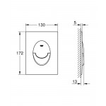 Панель смыва для унитаза GROHE Skate Air, размер S, вертикальная, хром 