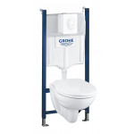 Система инсталляции GROHE Solido Compact, набор 4 в 1 с подвесным унитазом Lecico Perth и панелью смыва Skate Air 