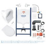Система инсталляции GROHE Solido Compact, набор 4 в 1 с подвесным унитазом Lecico Perth и панелью смыва Skate Air 