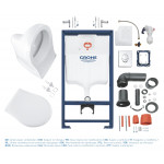 Система инсталляции GROHE Solido Perfect, набор 4 в 1 с подвесным унитазом Lecico Perth и панелью смыва Skate Air 