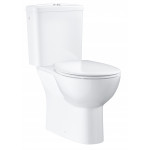 Унитаз напольный безободковый GROHE Bau Ceramic со смывным бачком и сиденьем с микролифтом (выпуск в пол), альпин-белый 