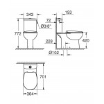 Унитаз напольный безободковый GROHE Bau Ceramic со смывным бачком и сиденьем с микролифтом (выпуск в пол), альпин-белый 