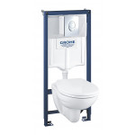 Система инсталляции GROHE QuickFix Solido 4 в 1, с подвесным унитазом и панелью смыва, хром 