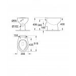 Унитаз напольный безободковый GROHE Bau Ceramic, горизонтальный выпуск (без сиденья), альпин-белый 
