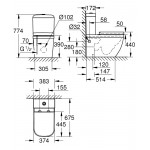 Унитаз GROHE Euro Ceramic напольный с безободковой чашей, бачком, сиденьем с микролифтом 