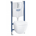 Система инсталляции, GROHE Solido Euro Ceramic, набор 5 в 1 с подвесным унитазом и панелью смыва Arena Cosmopolitan