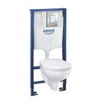 Система инсталляции, набор 5 в 1, с подвесным унитазом и панелью смыва Skate Cosmopolitan, GROHE Bau Ceramic