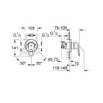Смеситель для душа GROHE BauLoop в комплекте с монтажной частью, хром