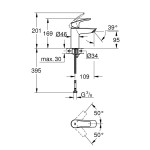 Смеситель для раковины GROHE Eurosmart, S-size, черный