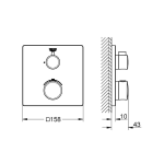 Внешняя часть термостата для душа GROHE Grohtherm с переключателем на 1 положение, матовый чёрный