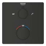 Внешняя часть термостата для ванны и душа GROHE Grohtherm с переключателем на 2 положения, матовый чёрный