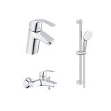 Комплект смесителей для ванной комнаты GROHE Eurosmart с душевым гарнитуром, хром (129153)