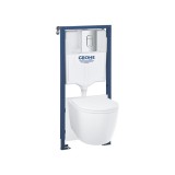 Комплект инсталляции 5 в 1 GROHE Rapid SL с подвесным унитазом Bau Ceramic, сиденьем и панелью смыва Arena Cosmopolitan (103849SH00)
