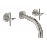 Внешняя часть смесителя для раковины GROHE Atrio настенного монтажа на 3 отверстия, двухвентильный, суперсталь 