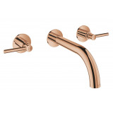 Внешняя часть смесителя для раковины GROHE Atrio настенного монтажа на 3 отверстия, двухвентильный, теплый закат глянец 