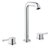 Смеситель для раковины GROHE Essence на 3 отверстия, с донным клапаном и высоким изливом, хром 