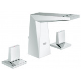 Смеситель для раковины GROHE Allure Brilliant на 3 отверстия, с донным клапаном и низким изливом, хром 