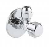 Угловой вентиль GROHE с металлической розеткой и уплотнительным кольцом, 1/2"*3/8", хром 